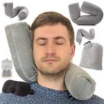 EPROICKS Travel Pillow Twist memory Foam Neck Pillow for Travel, Airplane, Buses, Trains at Home, Chin, Lumbar Leg Support, Bendable Roll Pillow (gray)