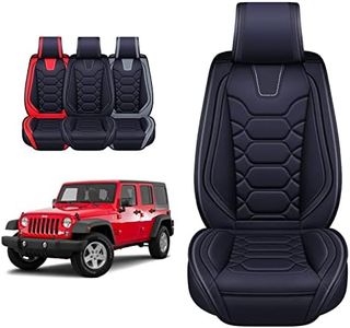 Oasis Auto Custom Leather Seat Covers Compatible with Jeep Wrangler 2007-2023 (Front Pair, Black)