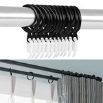 Curtain Rings, 24 Set Black Metal Curtain Rings with Curtain Hooks, Drape Sliding Curtain Hanging Rings for Pole Rod, 30 mm Internal Diameter