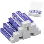 EULANT Pencil Erasers 9 Pieces, White 2B Rubbers Erasers with Storage Box for Students Teachers Drawing Sketching Writing