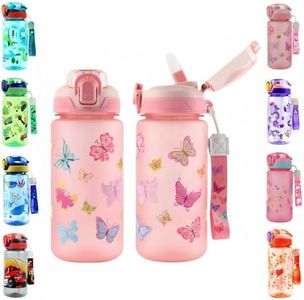 MHwan Gourde Enfant, 600ml Robuste et Incassable, Gourde Enfant Anti Fuite avec Paille, Sans BPA, Belle Portable Gourde Paille Fille et Garcon Adaptée aux Voyages Scolaires