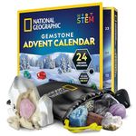 NATIONAL GEOGRAPHIC Gemstone Advent Calendar 2024 - Advent Calendar for Kids with 24 Gemstones, Complete Rock Collection Christmas Countdown Calendar, Mini Gemstone Dig Kit (English-Only Version)