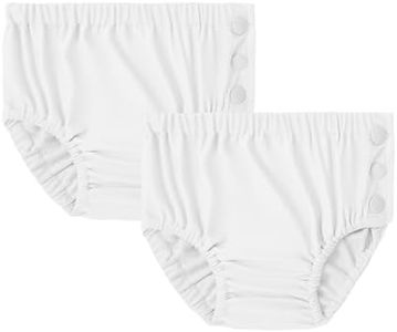 Durio Reusable Swim Diapers Washable Baby Swim Diaper Unisex Infant Toddler Swimming Diapers B White & White 12-18 Months