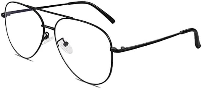 GQUEEN Fake Glasses Women Men Clear Lens Metal Frame UV400 Protection Fashion Retro Pilot Style Eyeglasses