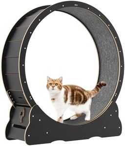 Oppsbuy Black Cat Exercise Wheel, Cat Indoor Treadmill Running Training Wheel Wooden Noise Reduction Roller