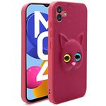 Pikkme Samsung Galaxy M04 / F04 / A04e Back Cover for Girls | Cute Cat Leather Finish | Soft TPU | Case for Samsung Galaxy M04 / F04 / A04e (Pink)