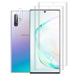 UZWZW (2+2) For Samsung Galaxy Note 10 Plus 5G / 4G (2 Pack) Screen Protector (Not Glass), Flexible Soft TPU Film and (2 Pack) Camera Lens Protector, Fingerprint Compatible, Case Friendly