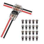 Xfopz 20pc Low Voltage Wire Connectors, T Tap 3 Way 2 Pins Splice Wire Connectors, Quick Solderless Wire Connector for Automotive, Led Strip, Landscaping, 18-24AWG
