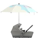 FALESOUL Stroller Umbrella, 360° Adjustable UV Sun Parasol, Universal UV Parasol for Pushchairs with Clamp, Folding Windproof Rain UV Protection Rays Umbrella for Toddlers Pram Outdoor (White)