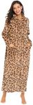 Ekouaer Women's Flannel Robe Zipper Front Robes Full Length Bathrobe Leopard,Small