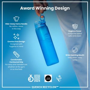 Ion8 1L Water Bottle – Leak Proof Flip Lid, BPA Free, Blue