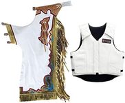 HILASON Bull Riding Pro Rodeo White Leather Protective Vest & Chaps Combo | Bull Riding Chaps | Leather Vest | Chaps for Women and Men | Unisex Western Chaps and Vest