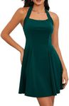 Milumia Women's Halter Mini Dress Backless A Line Flare Party Club Short Dresses Dark Green Small