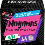 Pampers Ninjamas Nighttime Bedwetting Underwear Girls Size S/M (38-65 lbs) 44 Count (Packaging & Prints May Vary)