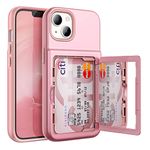 WeLoveCase for iPhone 13 / iPhone 14 Wallet Case with Credit Card Holder & Hidden Mirror, Two Layer Shockproof Heavy Duty Protection Cover Protective Case for iPhone 13/14 6.1 Inch - Rose Gold