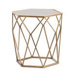 SEI Furniture Geometric Accent End Table, Soft Gold Finish with Antique Mirror