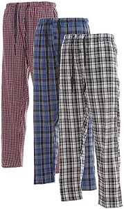 DARESAY 3 Pack: Plaid Pajama Pants for Men Men's Flannel Pajama Pants with Pockets & Button Fly (Up to 3XL)