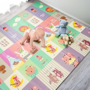 Hapsters Baby Play Mat, 200X150X1 Cm Extra Large Thicker Baby Mat For Floor, Foldable Playmats For Babies And Toddlers, Waterproof Foam, Play & Tummy Time, Indoor Outdoor Use-Multicolor, 1,1 Count