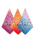 Bycc Bynn 3 Pack Pure Cotton Paisley Pattern Bandanas Face Mask Square Scarf Headwear, S- 3 Pack-gradient 1, Size: 53cm * 53cm