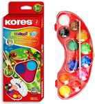 Kores - Akuarellos: Watercolour Paint Set with Mixing Palette and Paint Brush, Washable and Non-toxic, School and Art Supplies for Kids, Beginners and Artists, Set of 12 Colours
