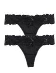 ohyeahlady Lace Thongs for Women Sexy Stretchy French Knickers Plus Size Underwear Ladies Panties Hipster Bikini,2 Pack Black UK 12-14