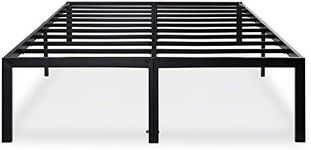 Olee Sleep 18 Inch Heavy Duty Steel Slat Anti-Slip Support, Easy Assembly Platform Bed Frame, Noise Free Steel Mattress Foundation, Maximum Storage, No Box Spring Needed, Black, Full Size
