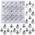 Christmas Concepts® Pack of 25-25mm (1") Mini Christmas Tree Baubles - Shiny, Matte & Glitter Decorated Baubles (Silver)