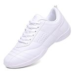 DADAWEN Women's Girls' Athletic Cheerleading Dance Shoes Fashion Sneakers Size 8 B(M) US White