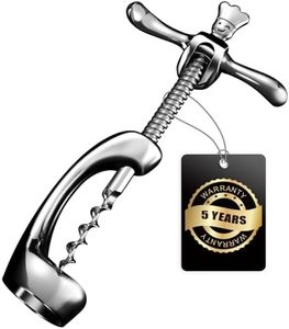Deluxe Wine Bottle Opener for Intact Cork Removal - Heavy Duty Corkscrew Wine Opener Manual - Wine Cork Screw for Smooth and Effortless Bottle Opening - Wine Opener