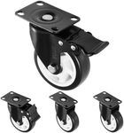 H&S 4 Castor Wheels Heavy Duty 600KG 100mm PU Swivel Trolley Furniture Caster with Brakes Black