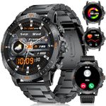 Military Smart Watch for Men Answer/Make Calls, 500mAH Outdoor Sport Fitness Tracker Watch with 100+ Sports Modes, 1.43"AMOLED Rugged Tactical Smartwatch for Android iOS with Heart Rate/Sleep Monitor