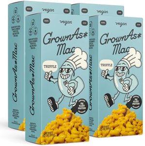 GrownAs Vegan Mac & Cheese, 4 Pack, 25g of Protein per Pack - Real Truffle Flavor, Dairy Free, High Protein Snack, Easy to Prepare, Made with Coconut & Wheat, Vegan, Non-GMO, Delicious Meal or Snack