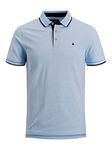 JACK & JONES Men Slim Fit Polo Shirt | JJEPAULOS Uni Summer Shirt | Collar Shortsleeve Basic Pique Cotton, Colours:Light Blue-2, Size:M