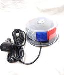 Car Top Beacon Light for Police and Official Vehicle / 12V DC/Tri Color RED, Blue & White / 7 Flashing Patterns, Magnetic Base, on/Off Switch provided, 2 mtr Length Cable/car Accessories