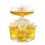 Party Drink Shot Dispenser with 6 Shot Glasses Set - Acrylic Touchless Liquor Dispenser and Holder Shot Pourer for Beverage | Cider | Cocktail - Fun Bar Tools Home Gifts (Prestige Edition G2)