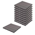 Sharpex WPC Deck Tiles with Interlocking | 10 Piece Floor Decking Water Resistant Tile for Balcony, Terrace, Garden, Poolside | Quick Flooring Solution for Indoor/Outdoor (Grey, 10 Piece)