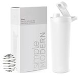 Simple Modern Stainless Steel Shaker Bottle with Ball 24oz | Metal Insulated Cup for Protein Mixes, Shakes and Pre Workout | Rally Collection | Winter White