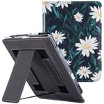 BOZHUORUI Stand Case for Kobo Clara Colour/Clara BW/Clara 2E eReader - Premium PU Leather Smart Folio Protective Cover with Hand Strap & Auto Sleep/Wake (Daisy)