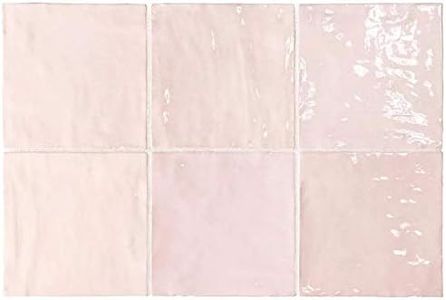 Box of 57 Creamy White Ceramic Wall Tiles – 5.2" x 5.2" Glossy Glazed Squares, 10.72 Sq Ft, Hard-Fired Ceramic, Not Peel & Stick - Kitchen Backsplash, Bathroom Wall, Shower, Fireplace, Accent Panels