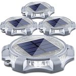 Siedinlar Solar Deck Lights Outdoor 2 Modes LED Dock Driveway Markers Light Solar Powered Waterproof for Step Ground Walkway Stair Pathway Yard Garden Road 4 Pack (Cool White/Warm White)