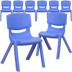 Flash Furniture Whitney 8 Pack Blue Plastic Stackable School Chair with 12'' Seat Height