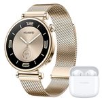 HUAWEI WATCH GT 4 Smart Watch 41MM Milanese Gold, Long Battery Life Fitness Tracker Compatible with Android & iOS FreeBuds SE2 White Wireless Earphones, Bluetooth In-Ear Headphones