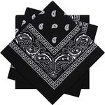 3 Pieces Paisley Bandana Unisex Bandana Scarf Men Women Head Scarf Neck Scarves Head Wrap Cashew Bandana (Black)…