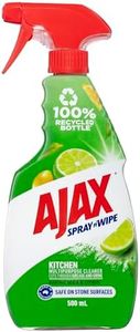 Ajax Spray n' Wipe Multi-Purpose Kitchen Cleaner Trigger, 500mL, Baking Soda and Citrus Surface Spray, Household Grade and Stone Safe