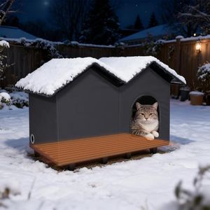NAMOTEK Large Heated Cat Houses for Indoor/Outdoor Cats with Elevated Heated Cat Bed Waterproof, Insulated Providing Safe Feral Cats, Easy to Assemble Large (23" x 13" x 18")