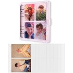 3 Inch 200 Pockets Portable Photo Album Photocard Binder Kpop Transparent Plus 5 Inch 40 Pockets Photo Pages Jelly 6 Ring Binder Cover for Albums Business Cards Postcards Picture Storage (Purple)