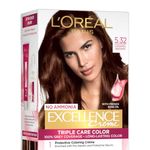 L'Oreal Paris Hair Colour, Radiant At-Home Hair Colour with up to 100% Grey Coverage, Excellence Creme, 5.32 Caramel Brown, 72ml+100g