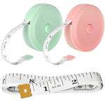 ZONSEL 3 Pack Tape Measure,60 Inch/1.5M Dual Sided Retractable Ruler for Body Fabric Sewing Tailor Cloth Knitting Vinyl Home Craft Measurements (3Pack Pink & Green,White)