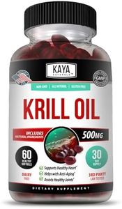 Kaya Naturals - Antarctic Krill Oil 500mg with Omega 3, EPA, DHA, Phospholipids & Astaxanthin Supplement - Brain & Joint Health Vitamin - Anti Aging Supplement - (60 Sofftgels)