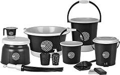 TEDEMEL Plastic Bucket, Tub & Mug Bathroom Set 11 pcs, Heavy Duty, Large Capacity (METALLIC GREY)